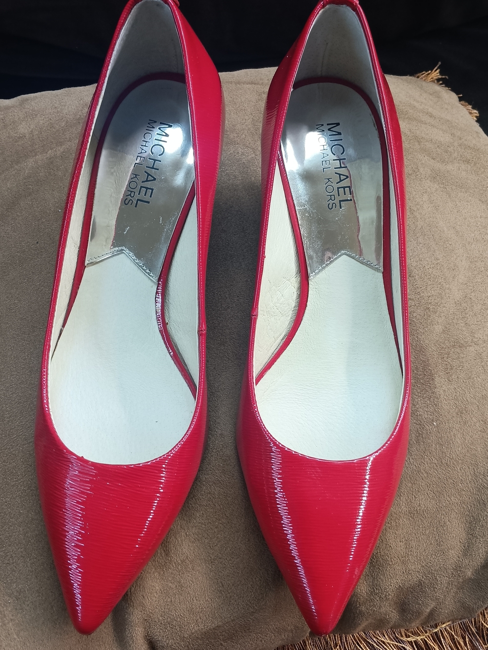 Michael Kors Bright Red Patent Pointed-Toe Stiletto Pumps - Picture 2 of 10